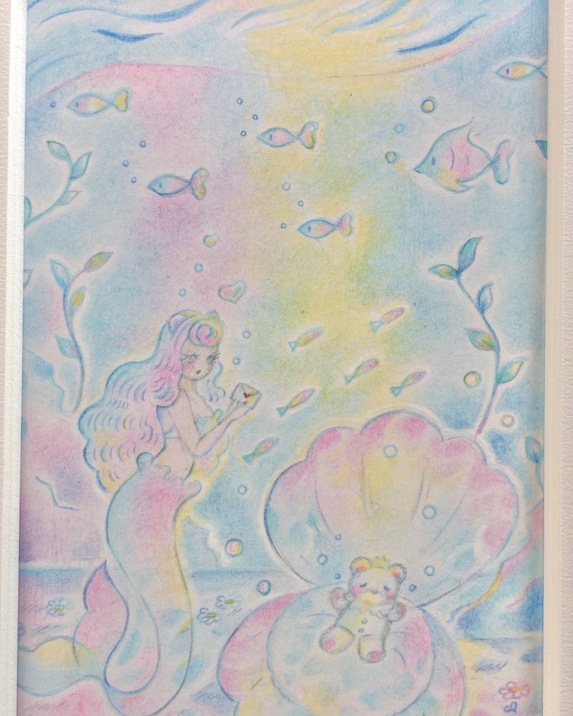 「Little Mermaid Romance」 額付き原画 Original Artwork with Frame