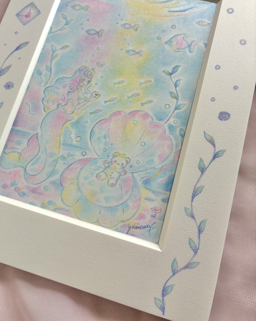 「Little Mermaid Romance」 額付き原画 Original Artwork with Frame