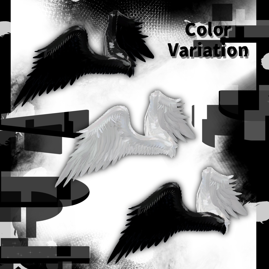 【セール対象】3D羽モデル『Veil_of_Sorrow』ヴェイル・オブ・ソロウ【Modular Avatar対応】