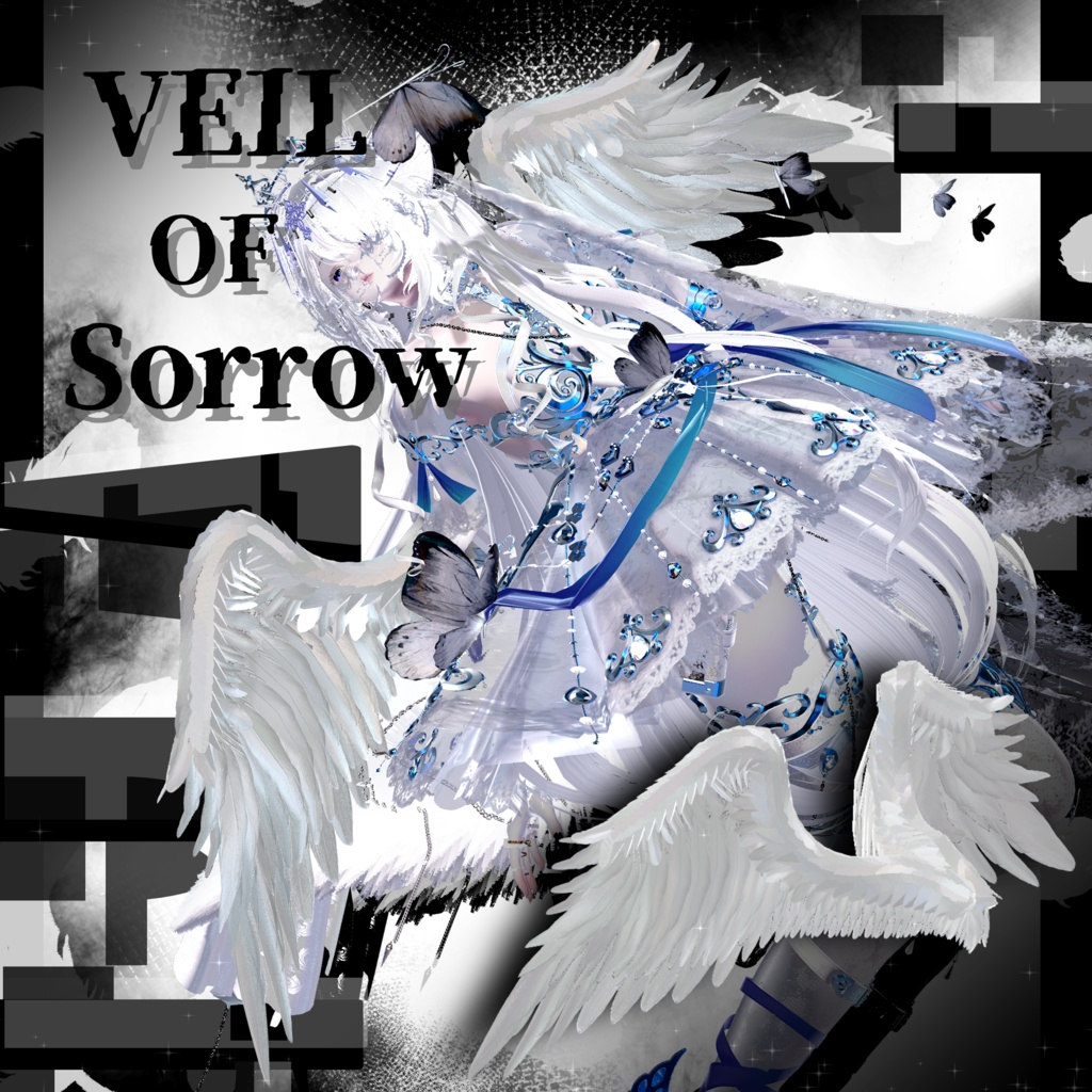 ʚセール中ɞ 3D羽根モデル『Veil_of_Sorrow』ヴェイル・オブ・ソロウ【Modular Avatar対応】