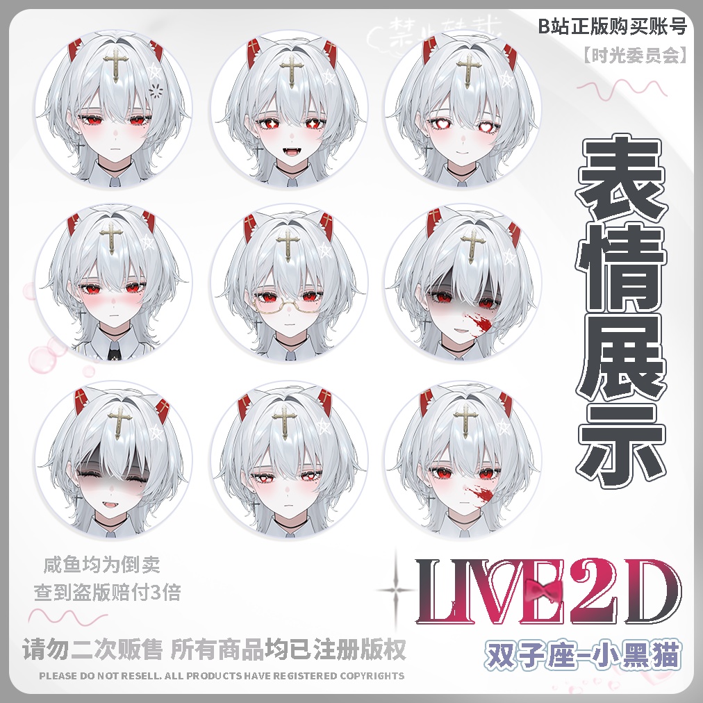 【Live2Dモデル】王庭清の冷たい砕けた双子 | 性別可変、男女共用 | 前傾き | 大小可変Q版 | +UI | ネーティブスタイル