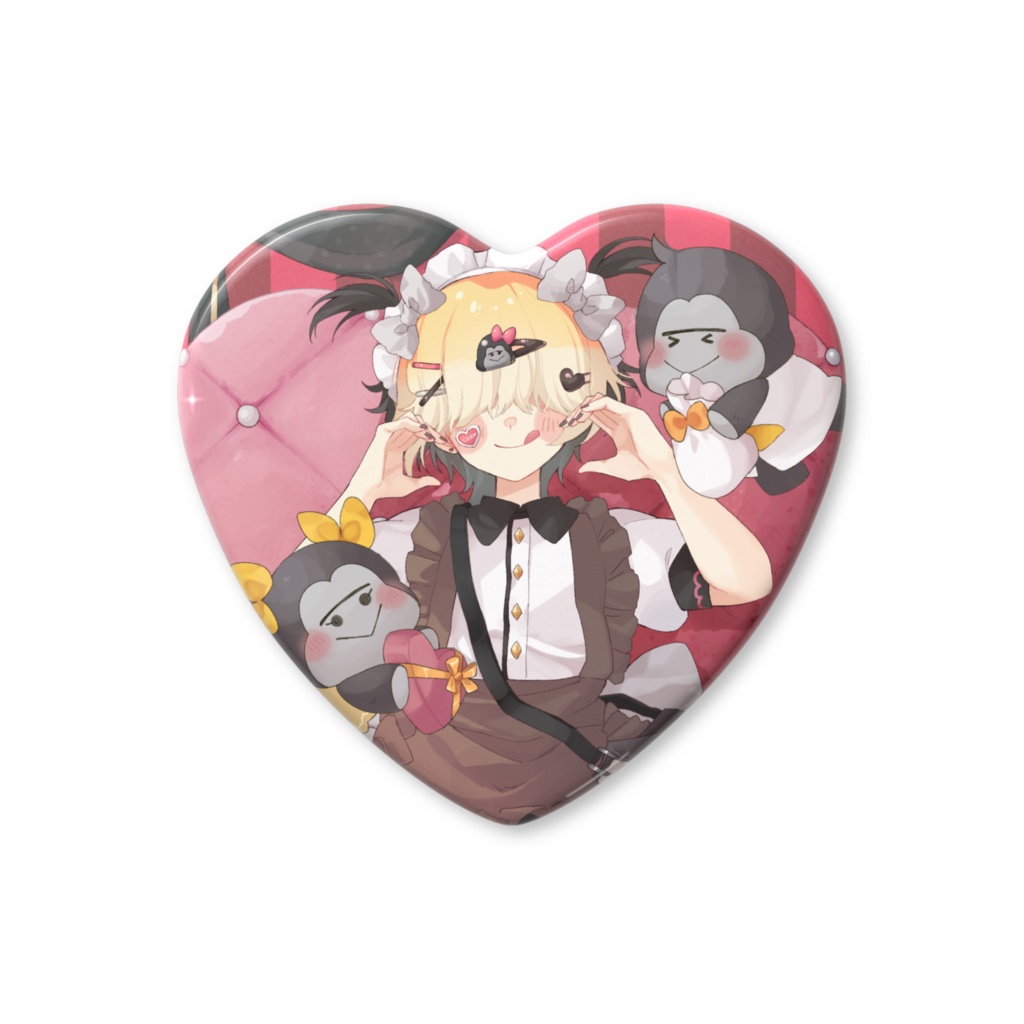 だいわごりらハート缶バッジ