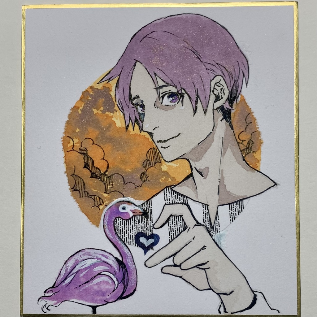 【アナログ原画】Flamingo【寸松庵色紙】