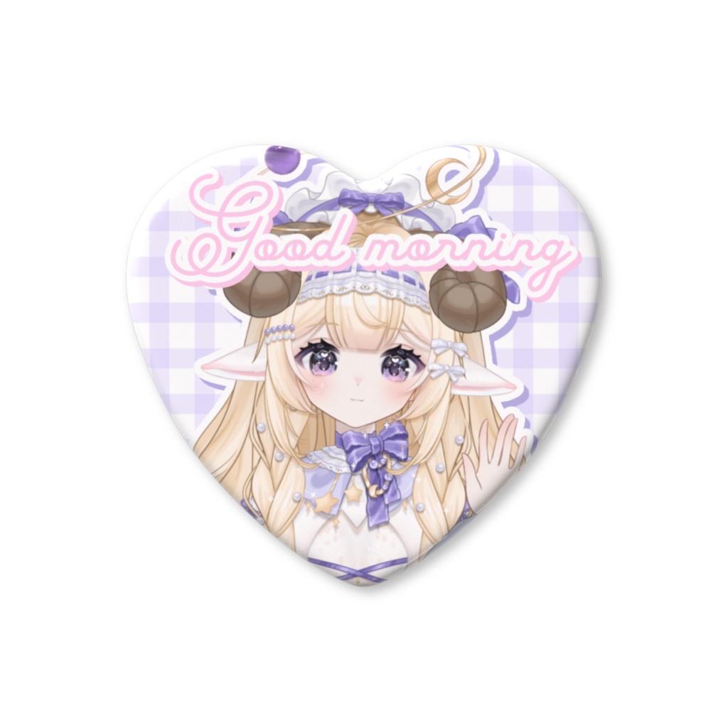 ✦ ハート缶バッジ （おはよう）
