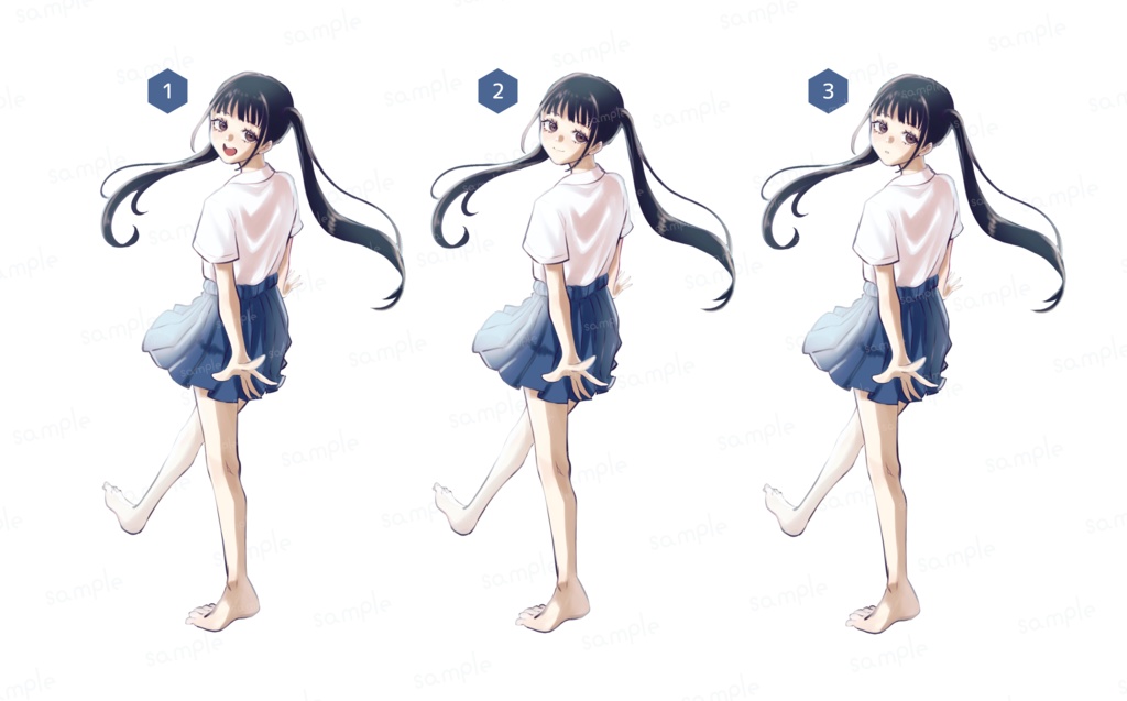 【差分あり】裸足のツインテJK【TRPG立ち絵素材】
