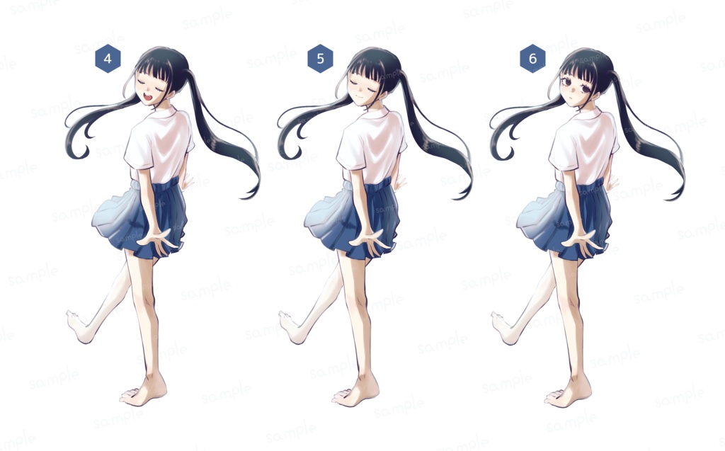 【差分あり】裸足のツインテJK【TRPG立ち絵素材】