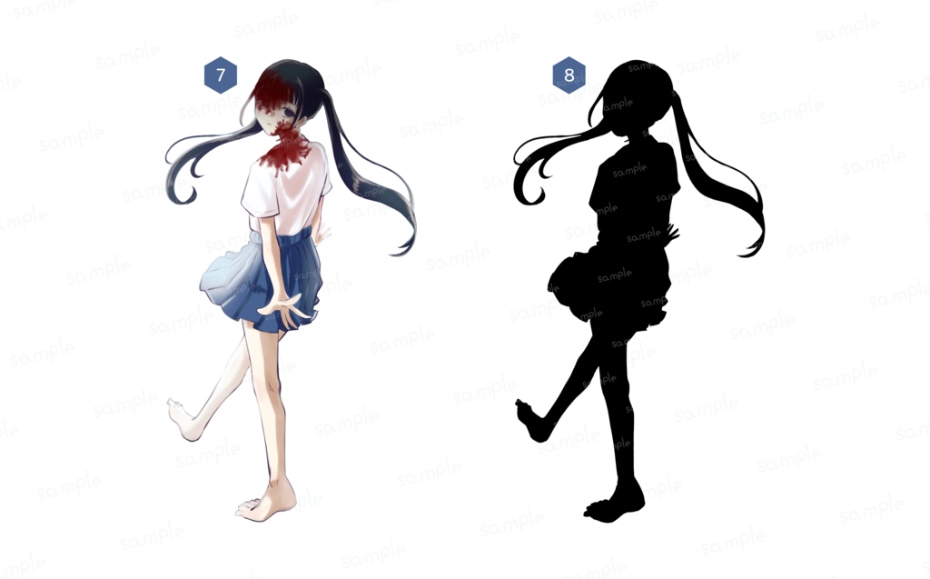 【差分あり】裸足のツインテJK【TRPG立ち絵素材】