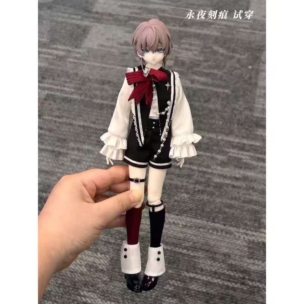【即納】OB22・OB24 ドール服 ゴシック衣装セット|フリルブラウス・ショートパンツ・赤リボン