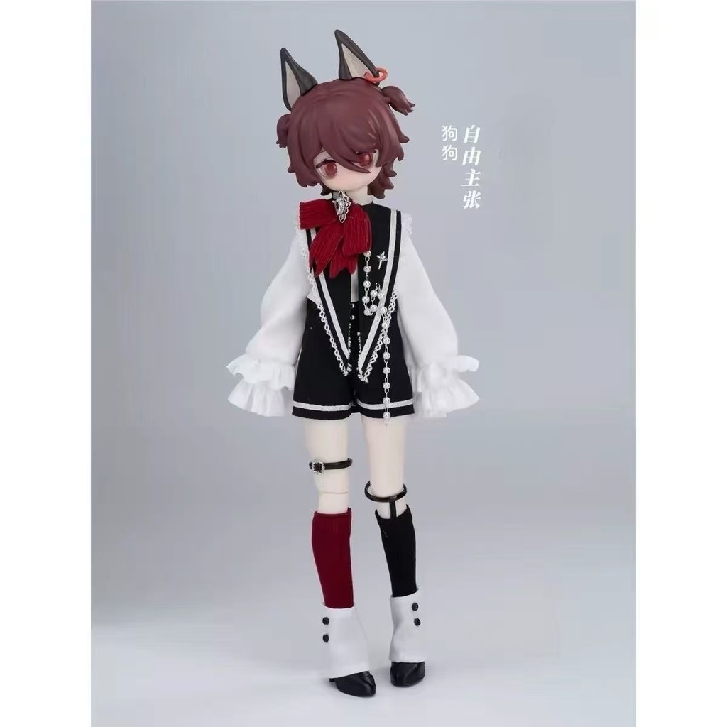 【即納】OB22・OB24 ドール服 ゴシック衣装セット|フリルブラウス・ショートパンツ・赤リボン