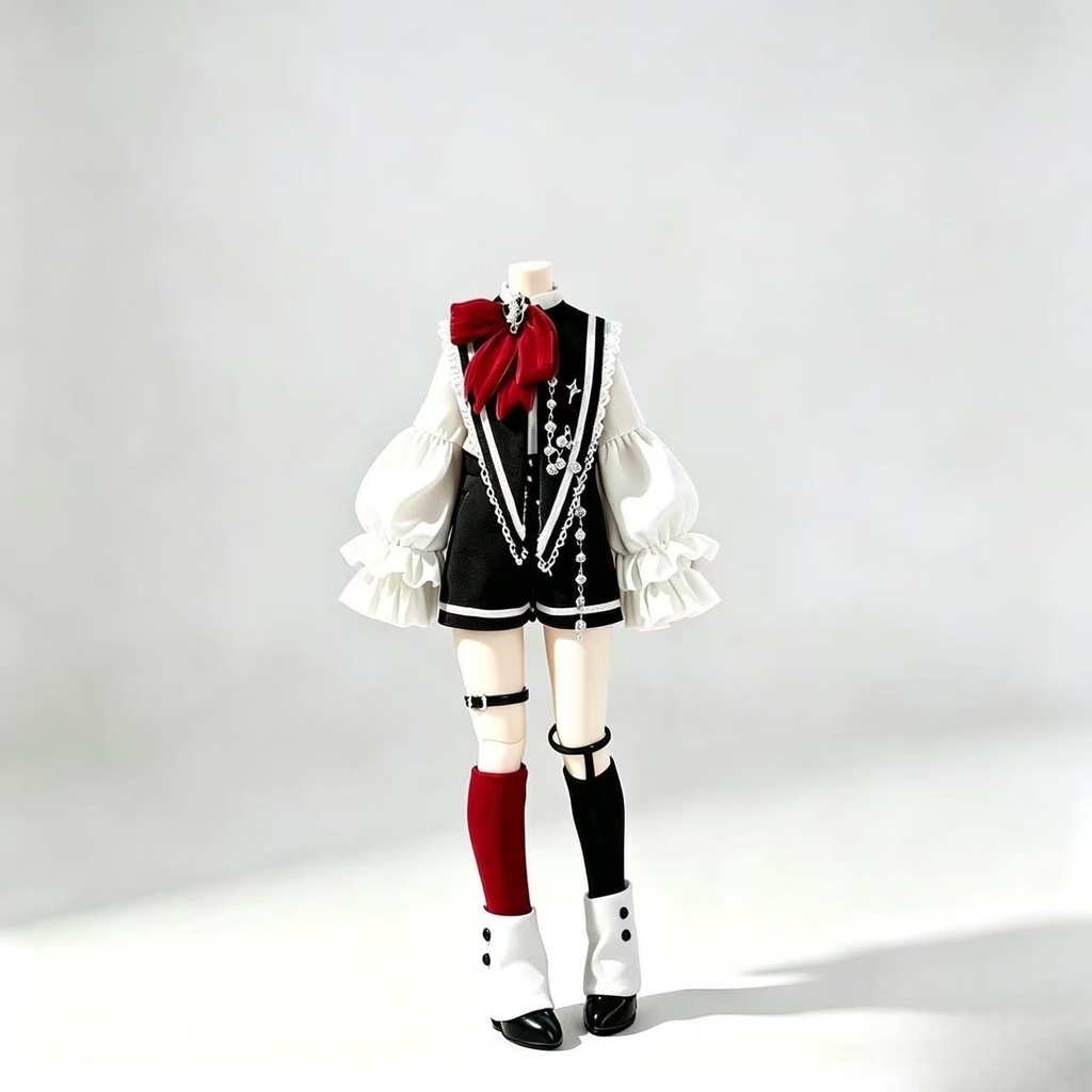 【即納】OB22・OB24 ドール服 ゴシック衣装セット｜フリルブラウス・ショートパンツ・赤リボン
