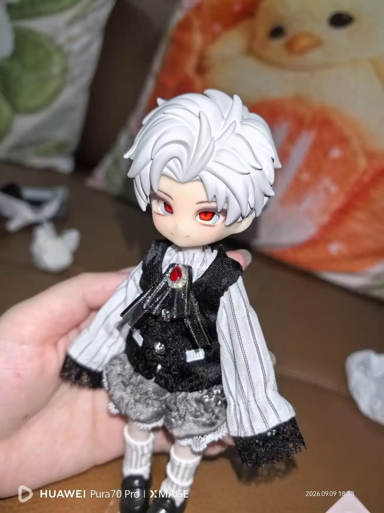 【即納】1/8 BJD ドール服 王子風衣装セット|ストライプブラウス・黒ベスト・かぼちゃパンツ