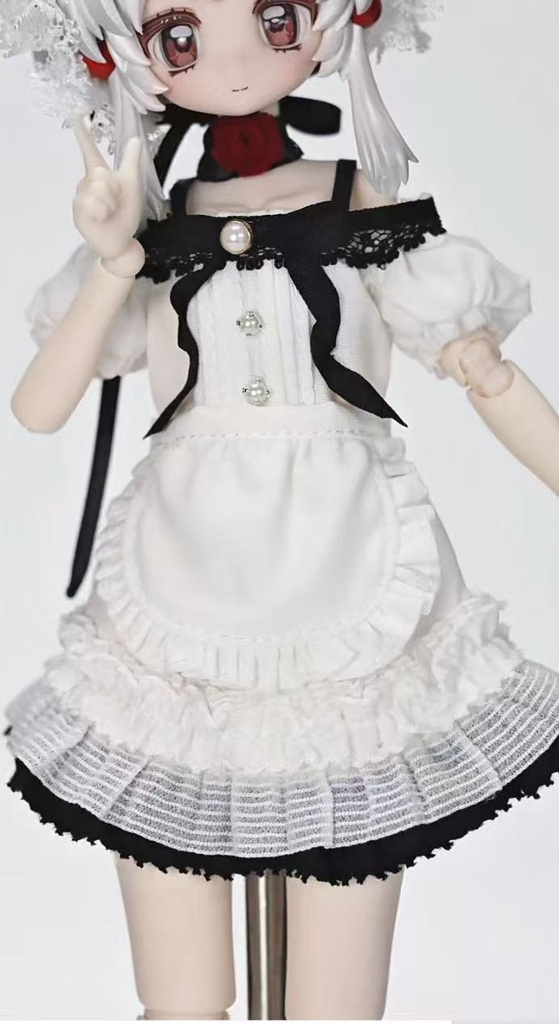 【現品】アゾン・光魔双生 適用|1/6 ドール服「薔薇の館(蔷薇庄园)」メイド服5点セット