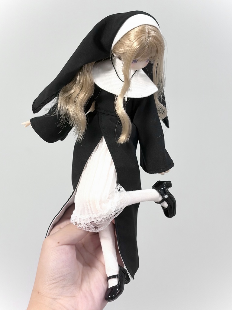 【即納】OB22・OB24 ドール服 シスター衣装8点セット|丸襟・尖り襟・角襟の3種付き