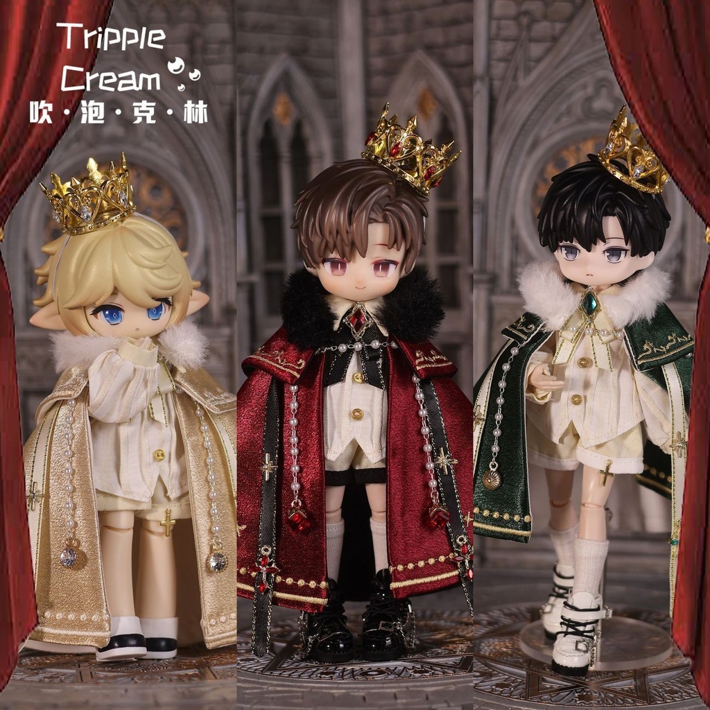 【受注販売】Tripple Cream 王子様衣装6点セット・星刺繍マント｜1/12〜1/8 BJDドール服・全4色