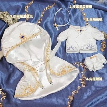 【受注販売】Tripple Cream 神殿の祭司 衣装4点セット|20cm棉花娃娃・ぬい服|ブラック/ホワイト