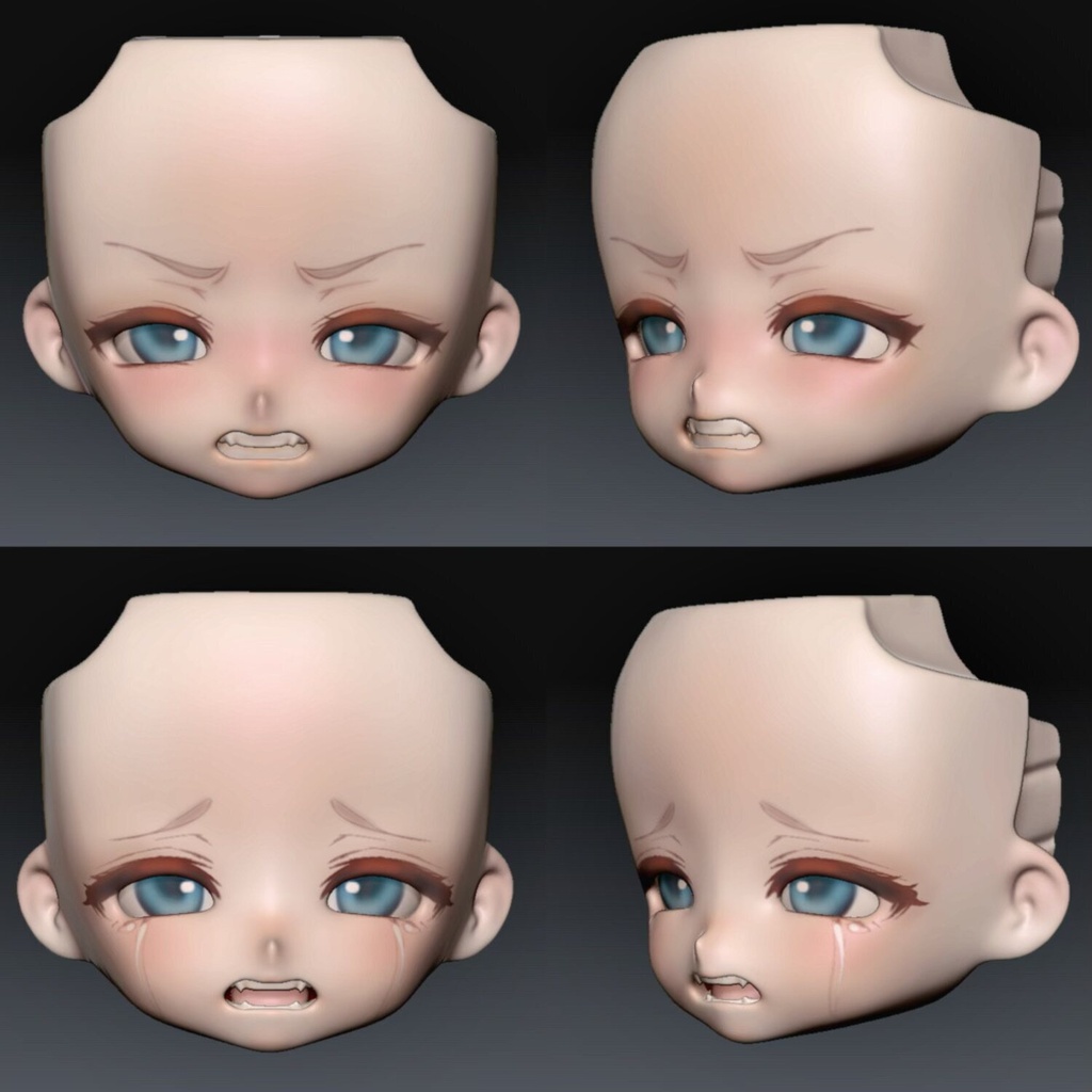 【受注販売】绿绿自制 タレ目ブランクフェイス・口パーツ2種付き|OB11・GSC系カスタム用 顔パーツ