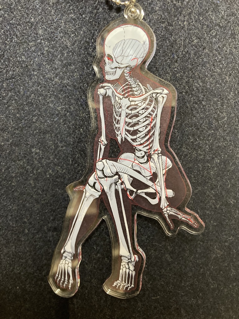骨格アクリルキーホルダー（腰掛ける女性 ver.2）