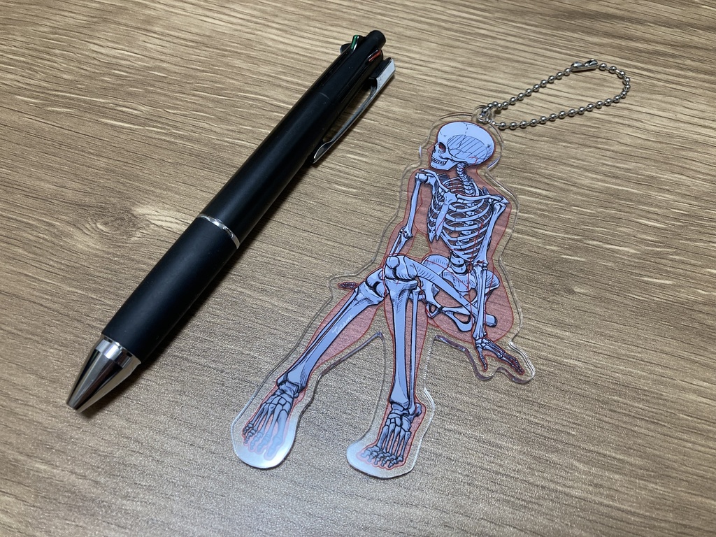 骨格アクリルキーホルダー(腰掛ける女性 ver.2)