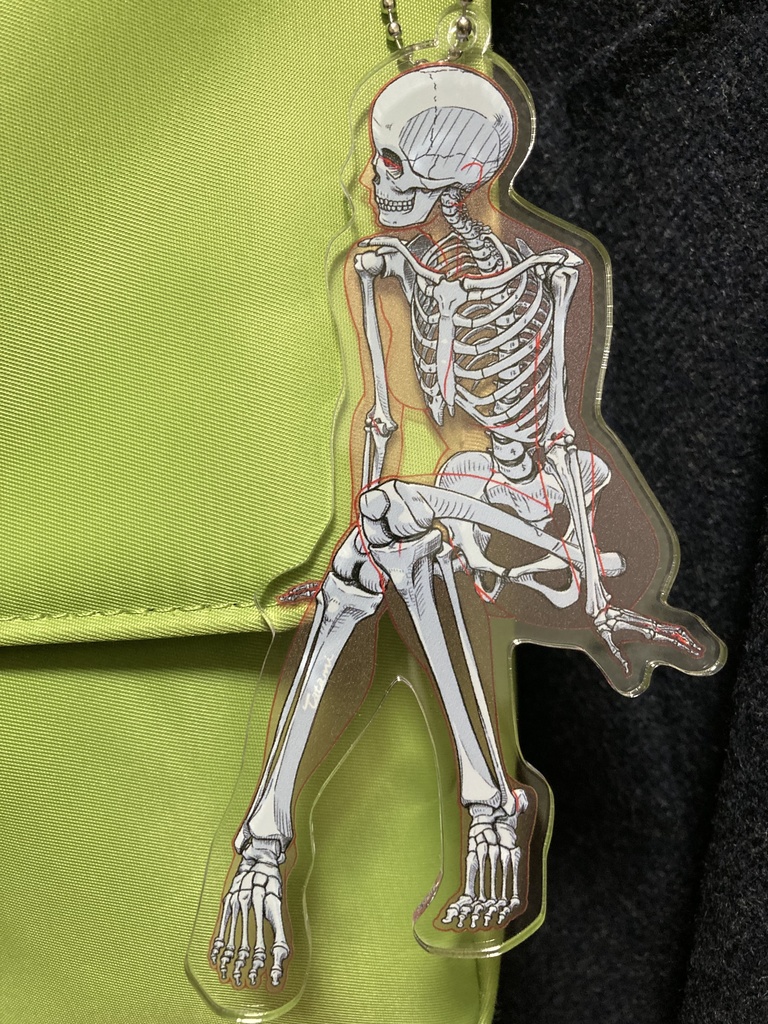 骨格アクリルキーホルダー(腰掛ける女性 ver.2)