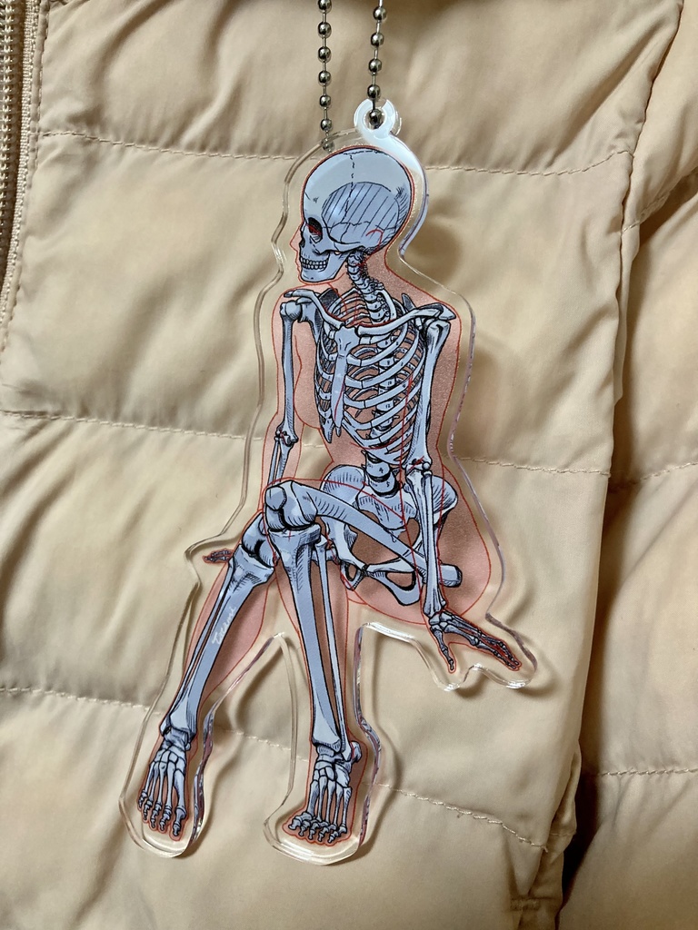 骨格アクリルキーホルダー(腰掛ける女性 ver.2)
