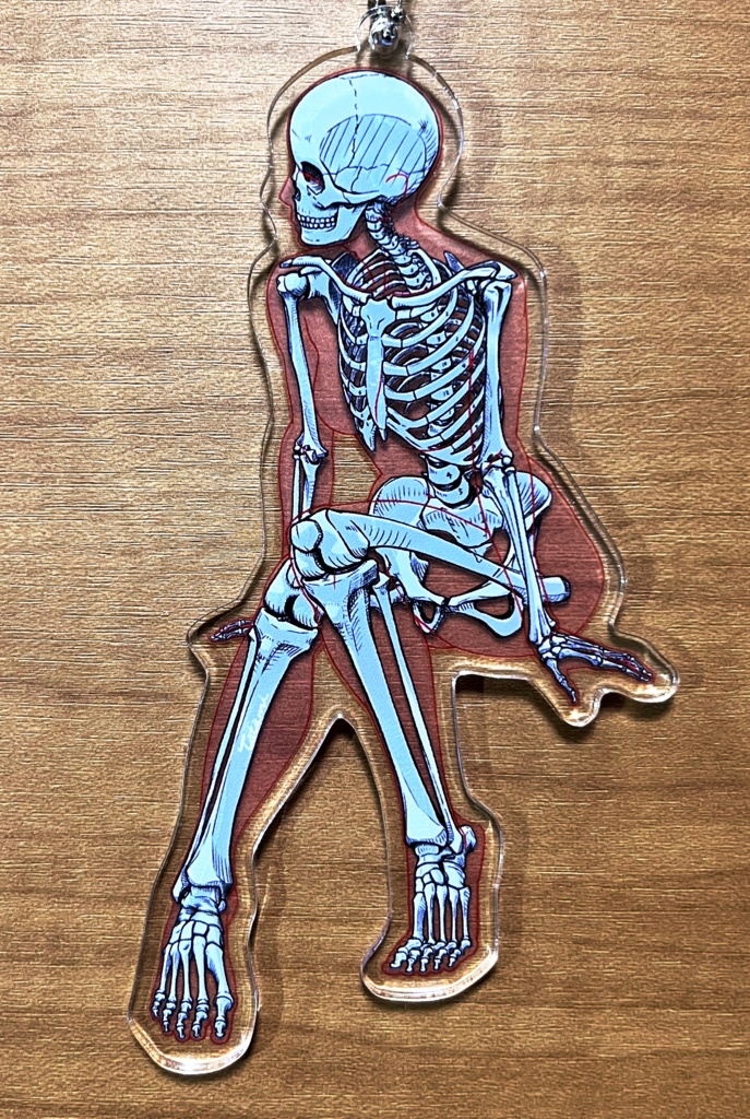 骨格アクリルキーホルダー（腰掛ける女性 ver.2）