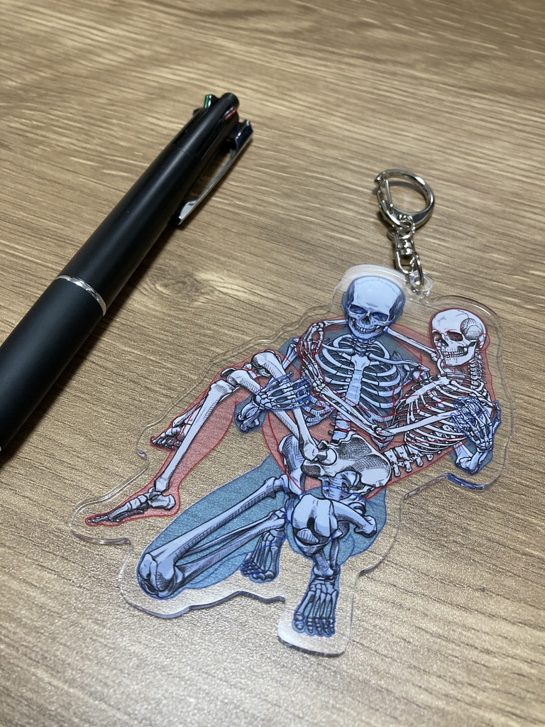 骨格アクリルキーホルダー(お姫様抱っこする男女の骨格)