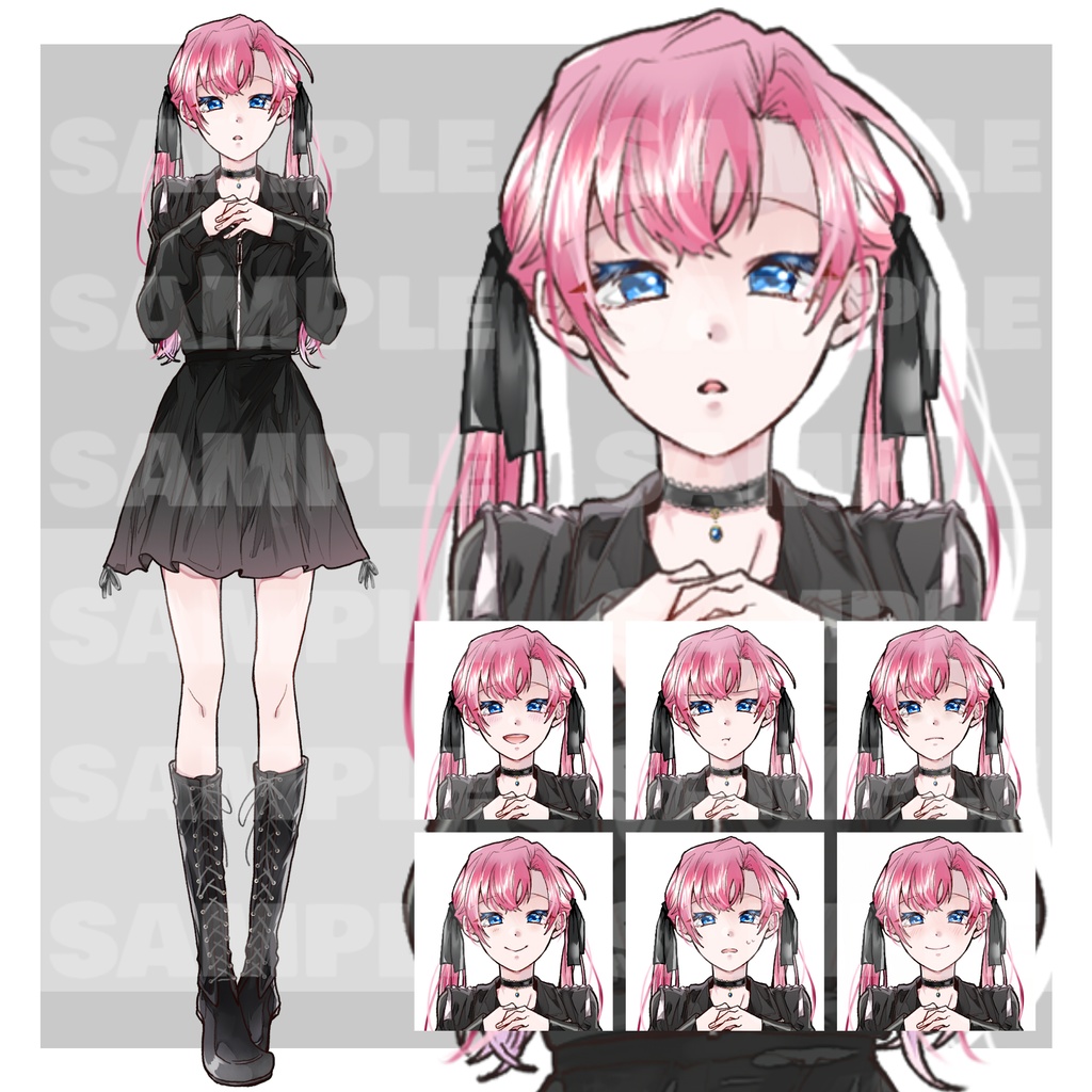 【表情6種】ツインテール 女の子