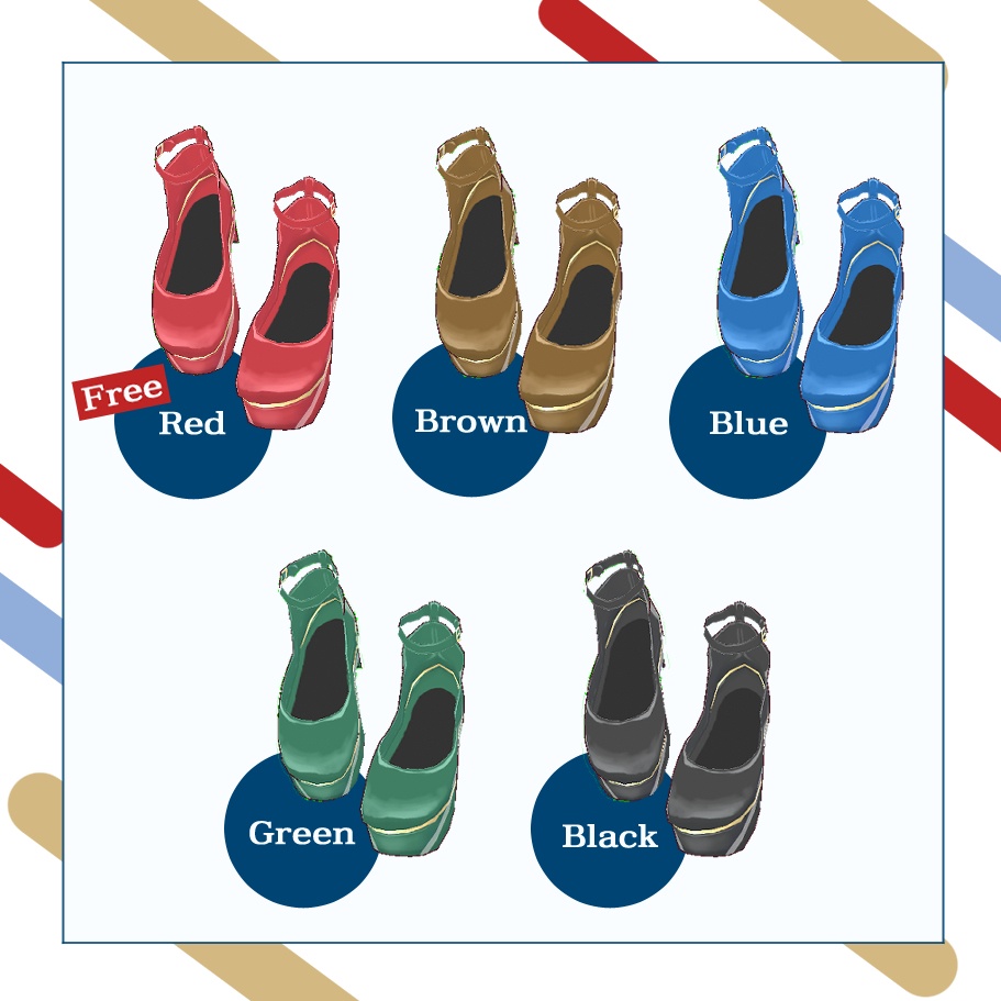 【無料版あり】ストラップ付エナメルパンプス【Vroid用テクスチャ】