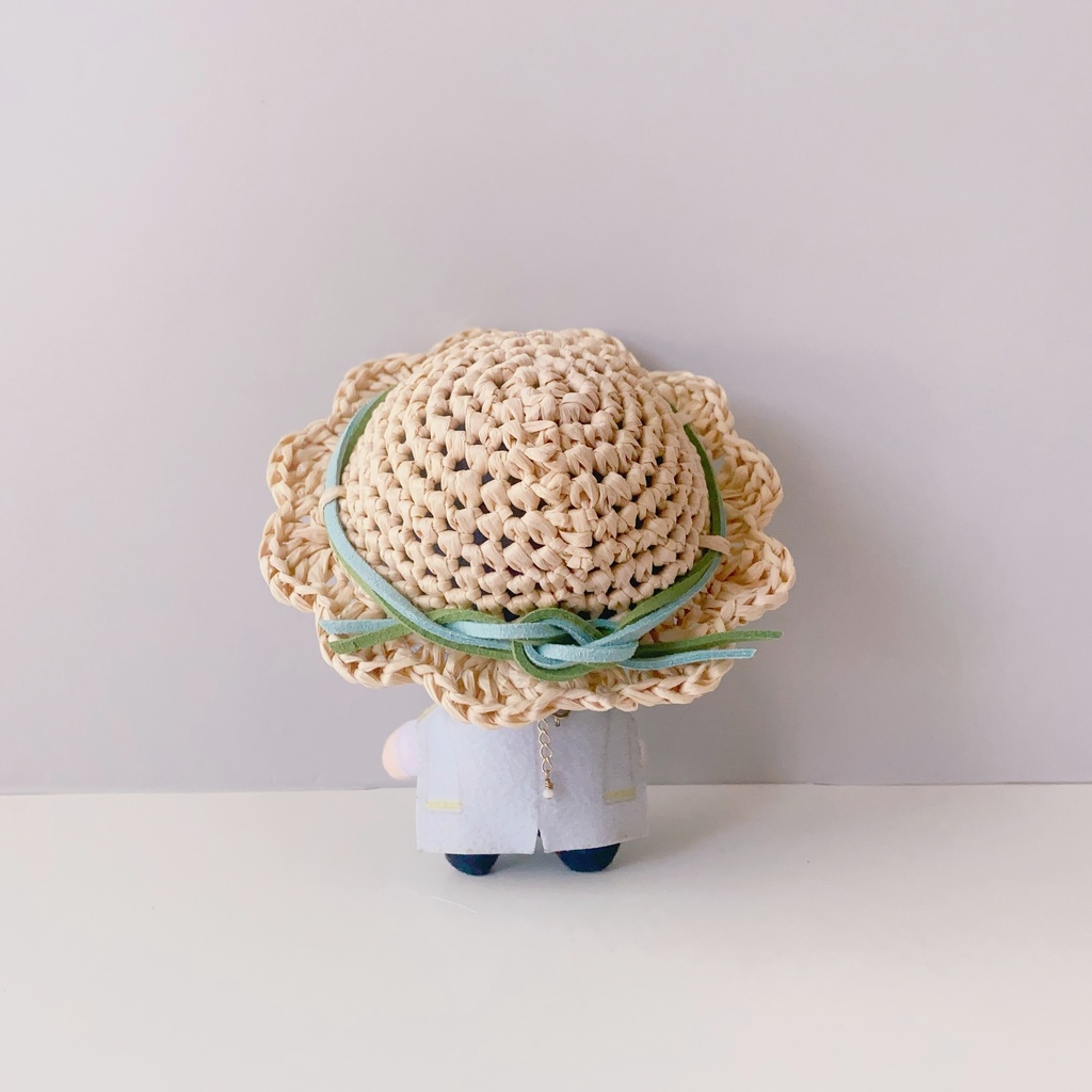 12cmぬい用 手編みフラワー麦わら帽子