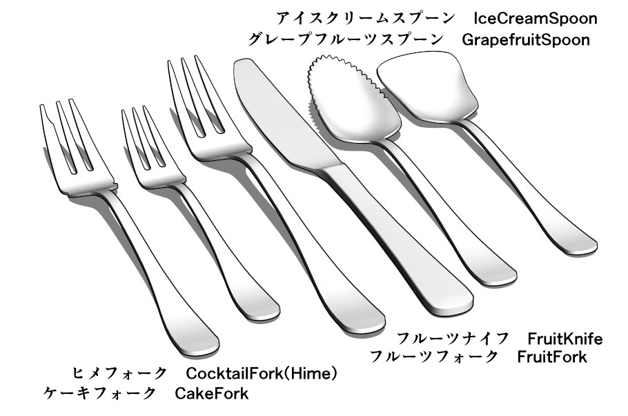 CLIP STUDIO【3D】フォーク、ナイフ、スプーン