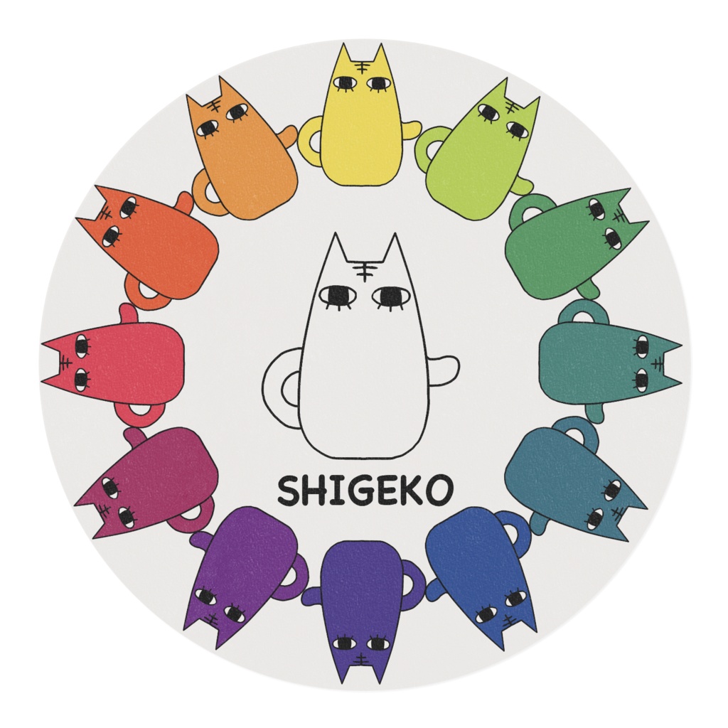 12色のしたまつげねこマスキングテープ