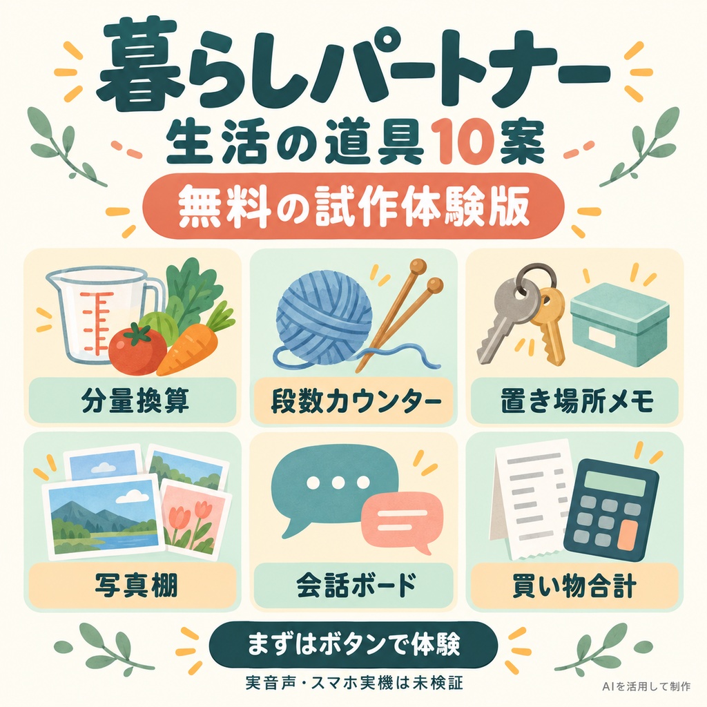 暮らしパートナー|生活の道具10案【無料試作体験版】