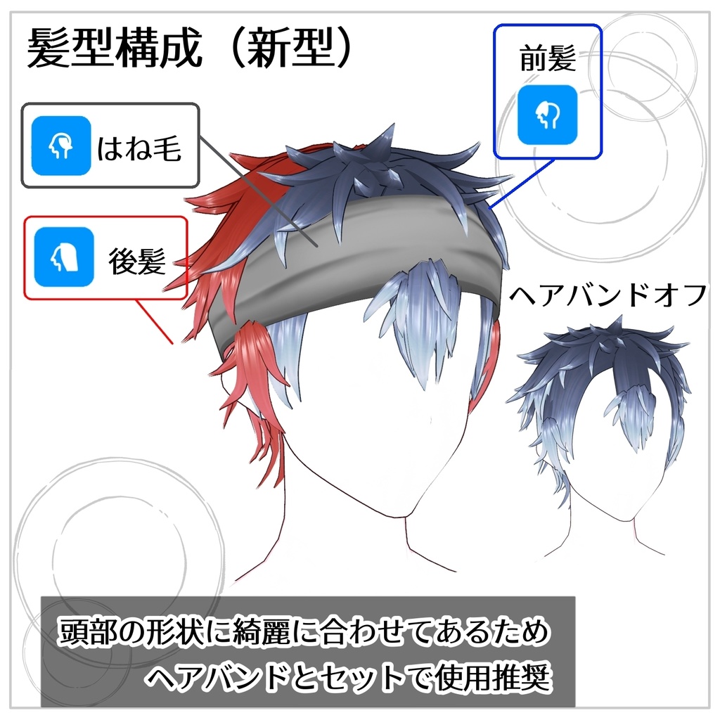 【VRoid髪型】ヘアバンド付きヘアー