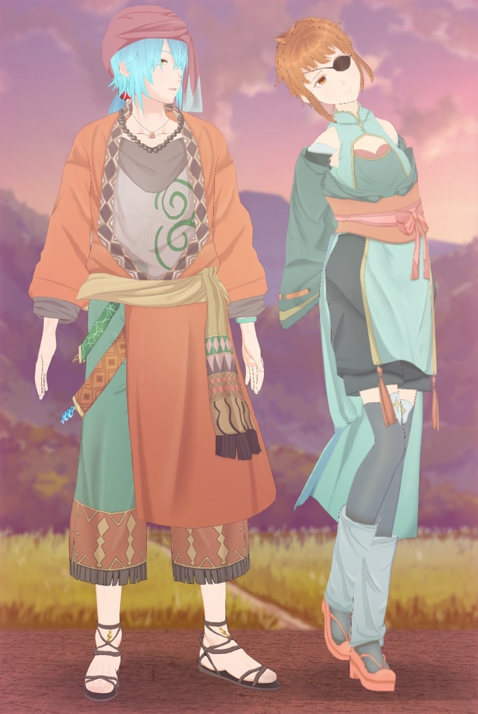 【vroid衣装】チャイナ風セット【織部呉服】