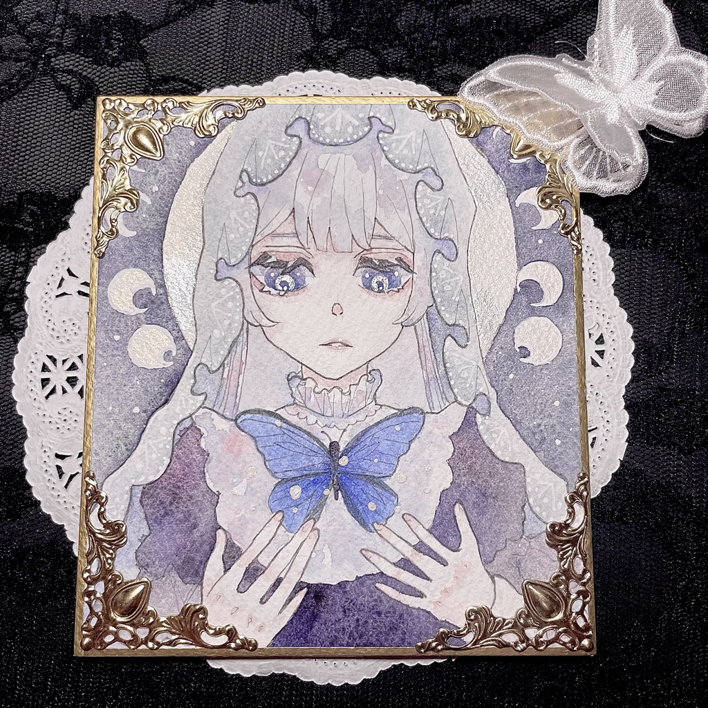 【1/4色紙】月と蝶