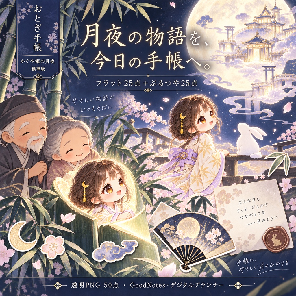 かぐや姫の月夜|フラット+ぷるつや デジタルステッカー
