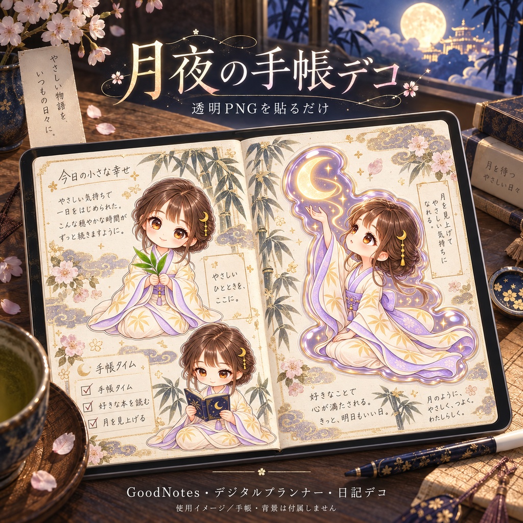 かぐや姫の月夜|フラット+ぷるつや デジタルステッカー