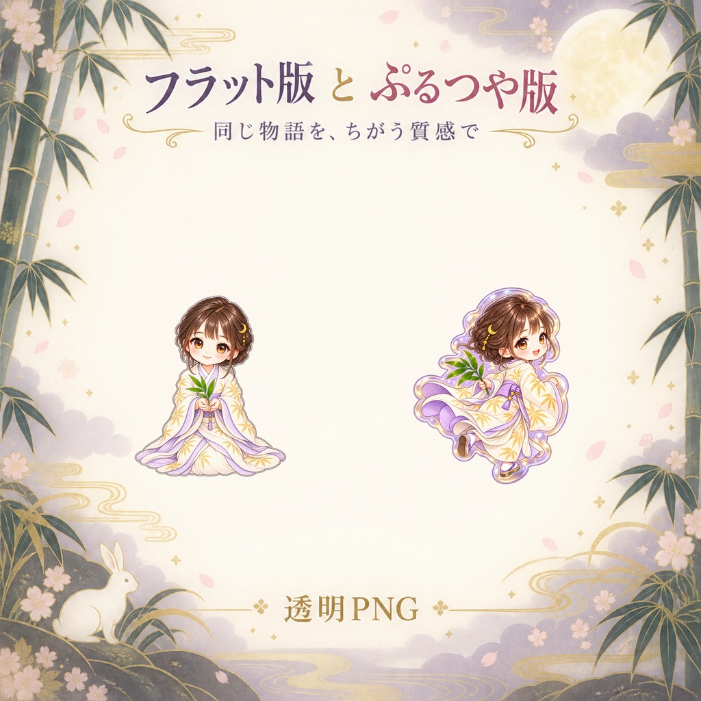 かぐや姫の月夜|フラット+ぷるつや デジタルステッカー