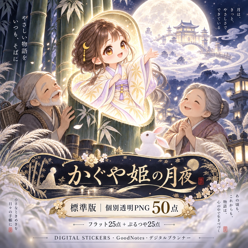 かぐや姫の月夜|フラット+ぷるつや デジタルステッカー