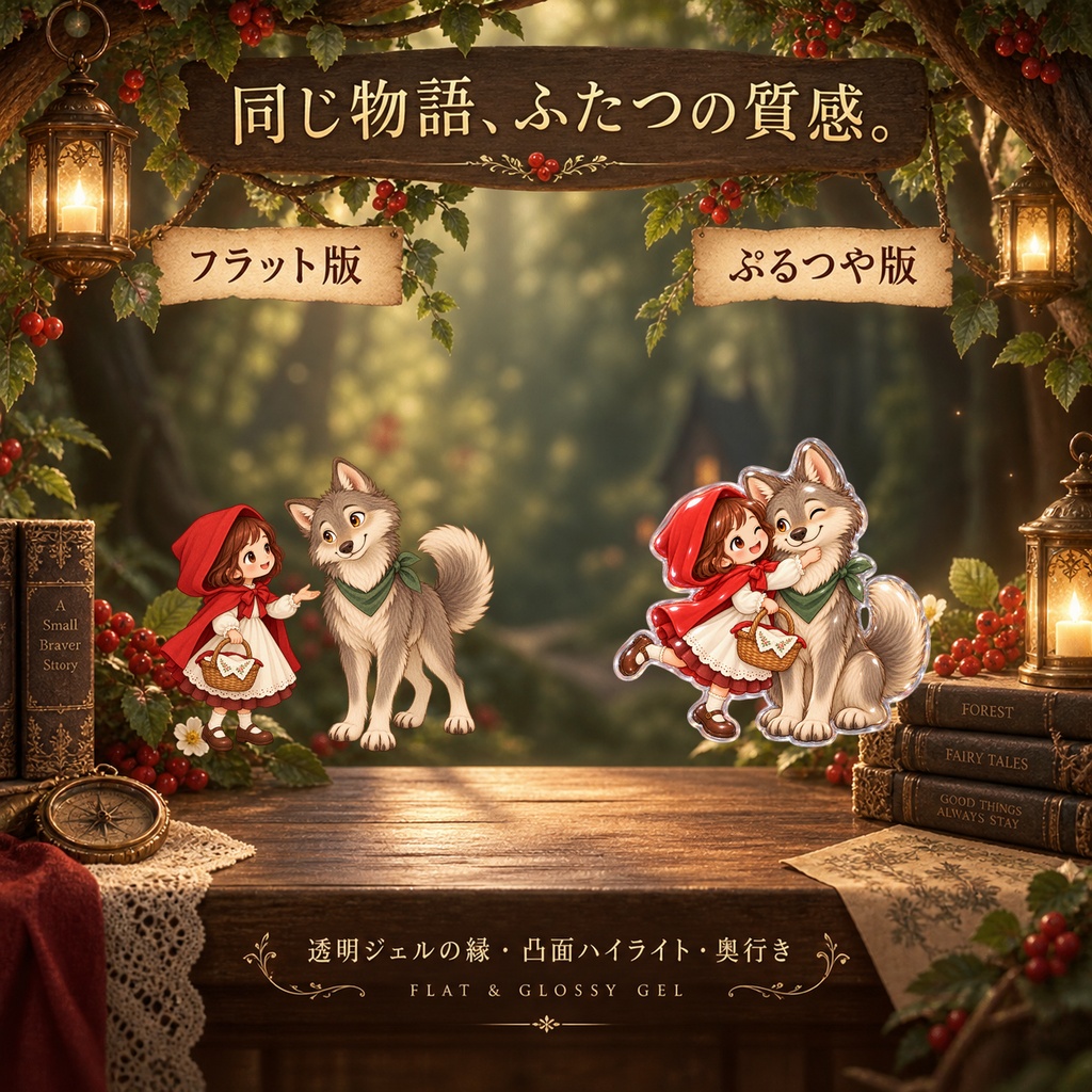赤ずきんの森歩き|フラット+ぷるつや デジタルステッカー