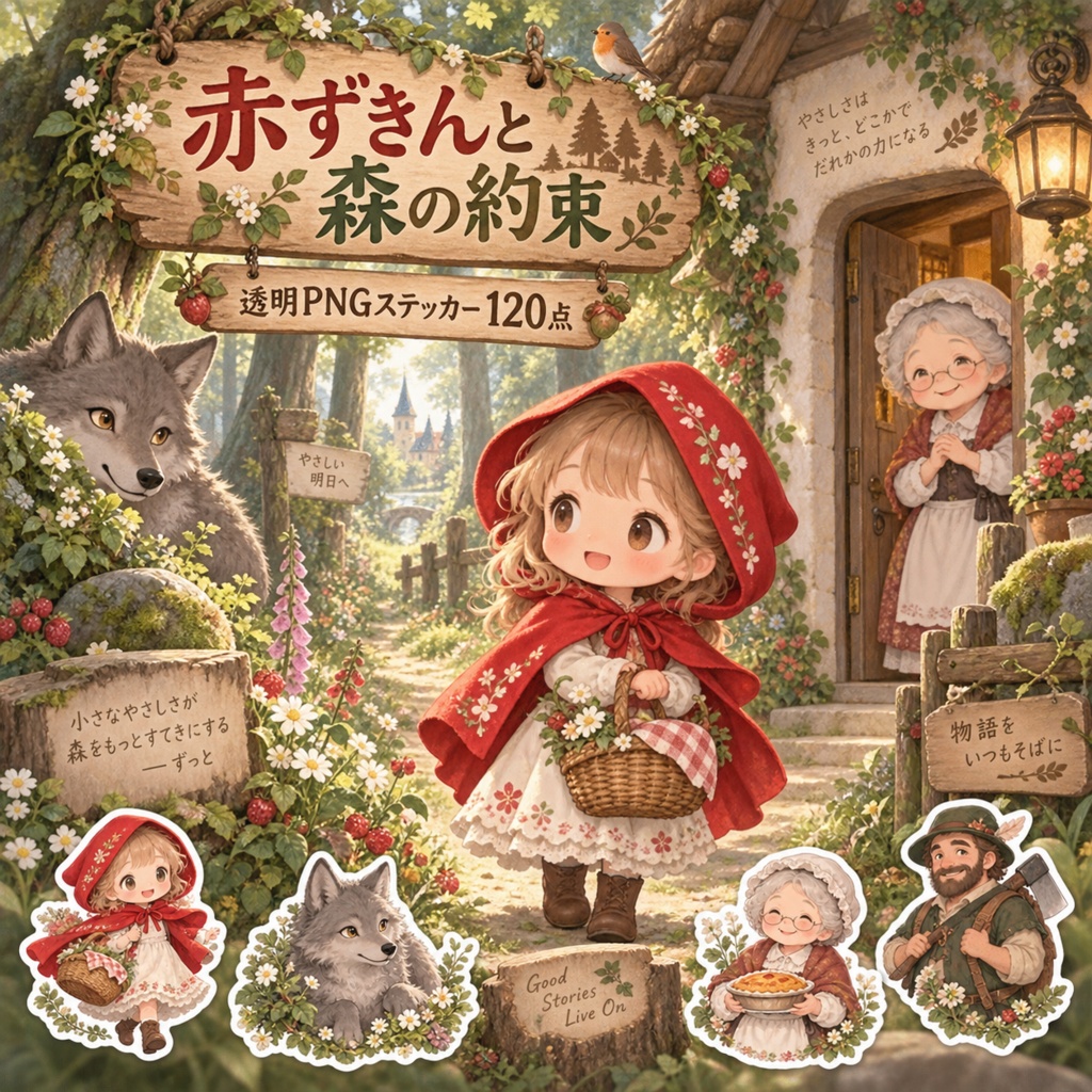 赤ずきんの森歩き|上位版デジタルステッカー