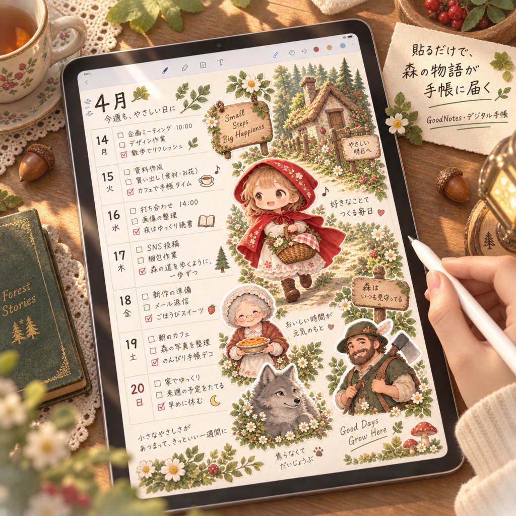 赤ずきんの森歩き|上位版デジタルステッカー