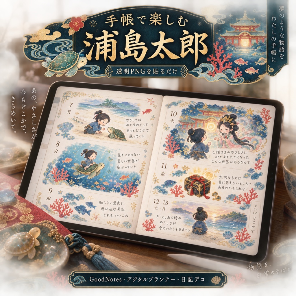 浦島太郎と海の便り|フラット+ぷるつや デジタルステッカー