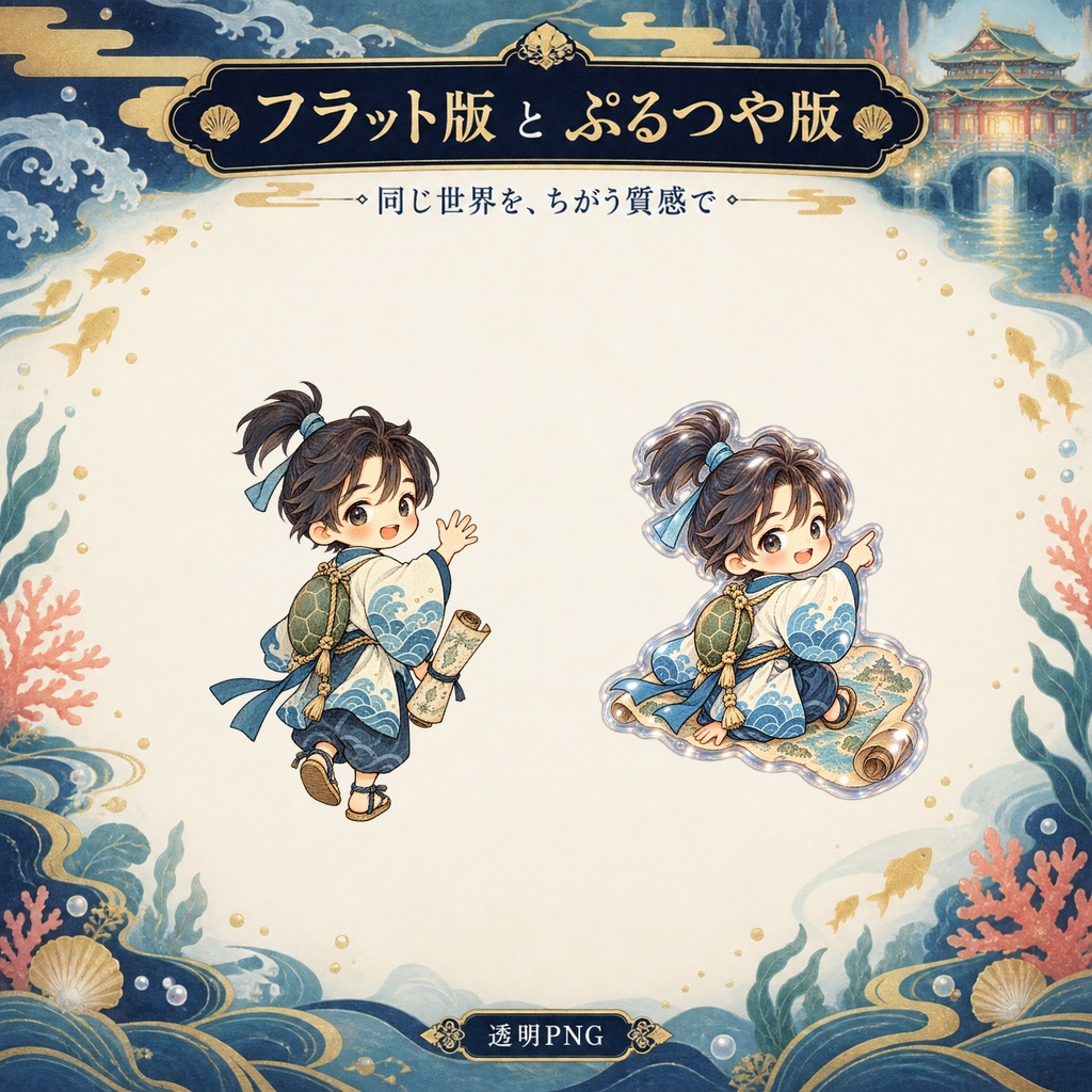 浦島太郎と海の便り|フラット+ぷるつや デジタルステッカー