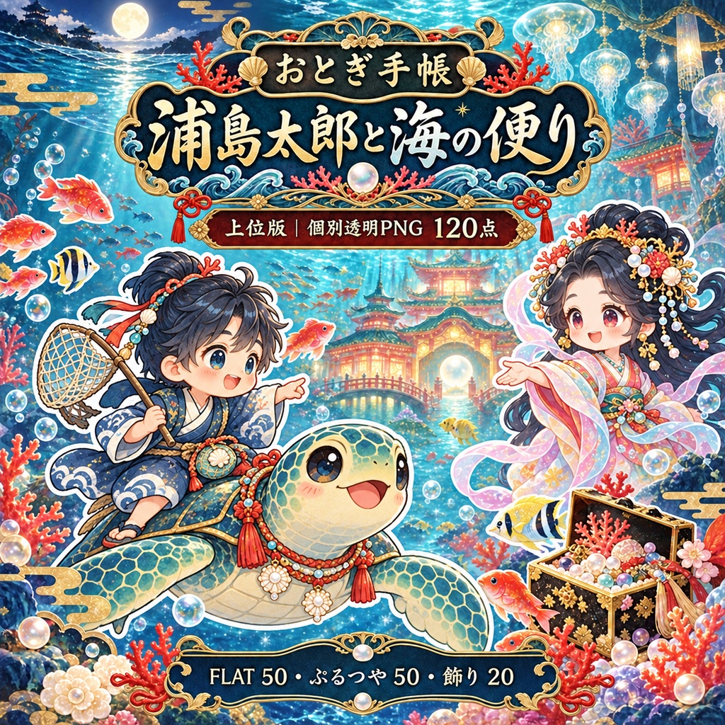 浦島太郎と海の便り｜上位版デジタルステッカー
