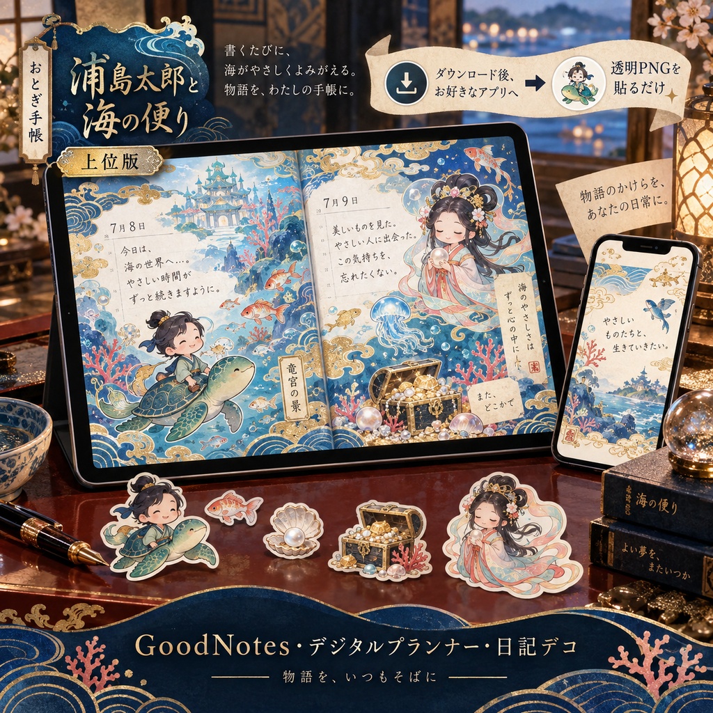 浦島太郎と海の便り|上位版デジタルステッカー