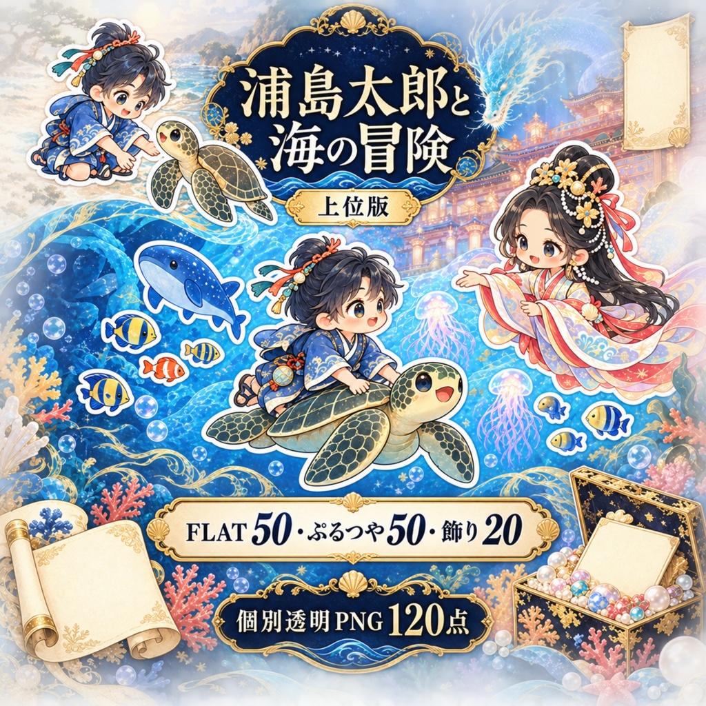 浦島太郎と海の便り|上位版デジタルステッカー