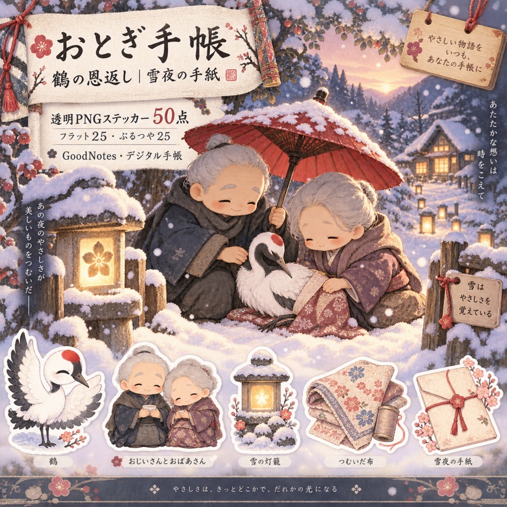 鶴の恩返し|雪夜の手紙|通常版デジタルステッカー