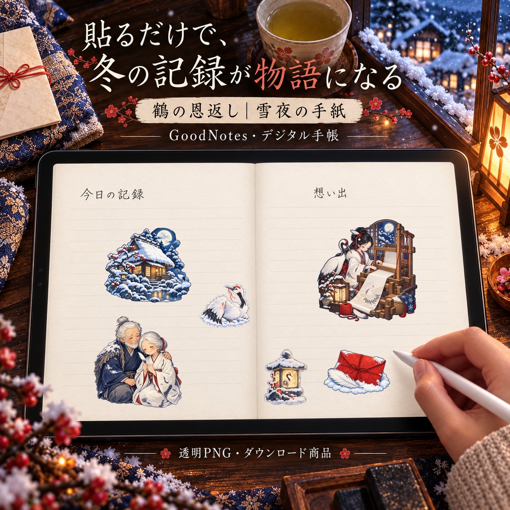 鶴の恩返し|雪夜の手紙|通常版デジタルステッカー
