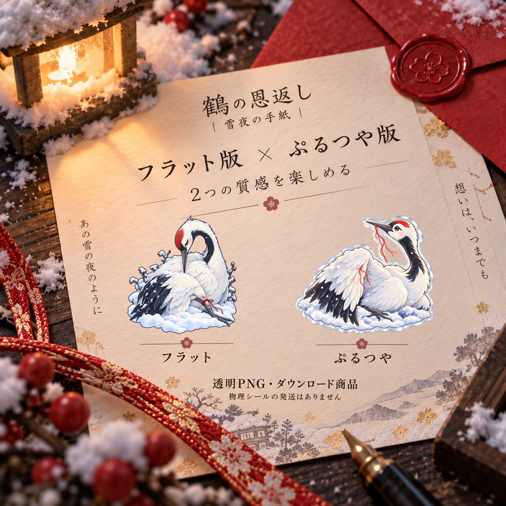 鶴の恩返し|雪夜の手紙|上位版デジタルステッカー